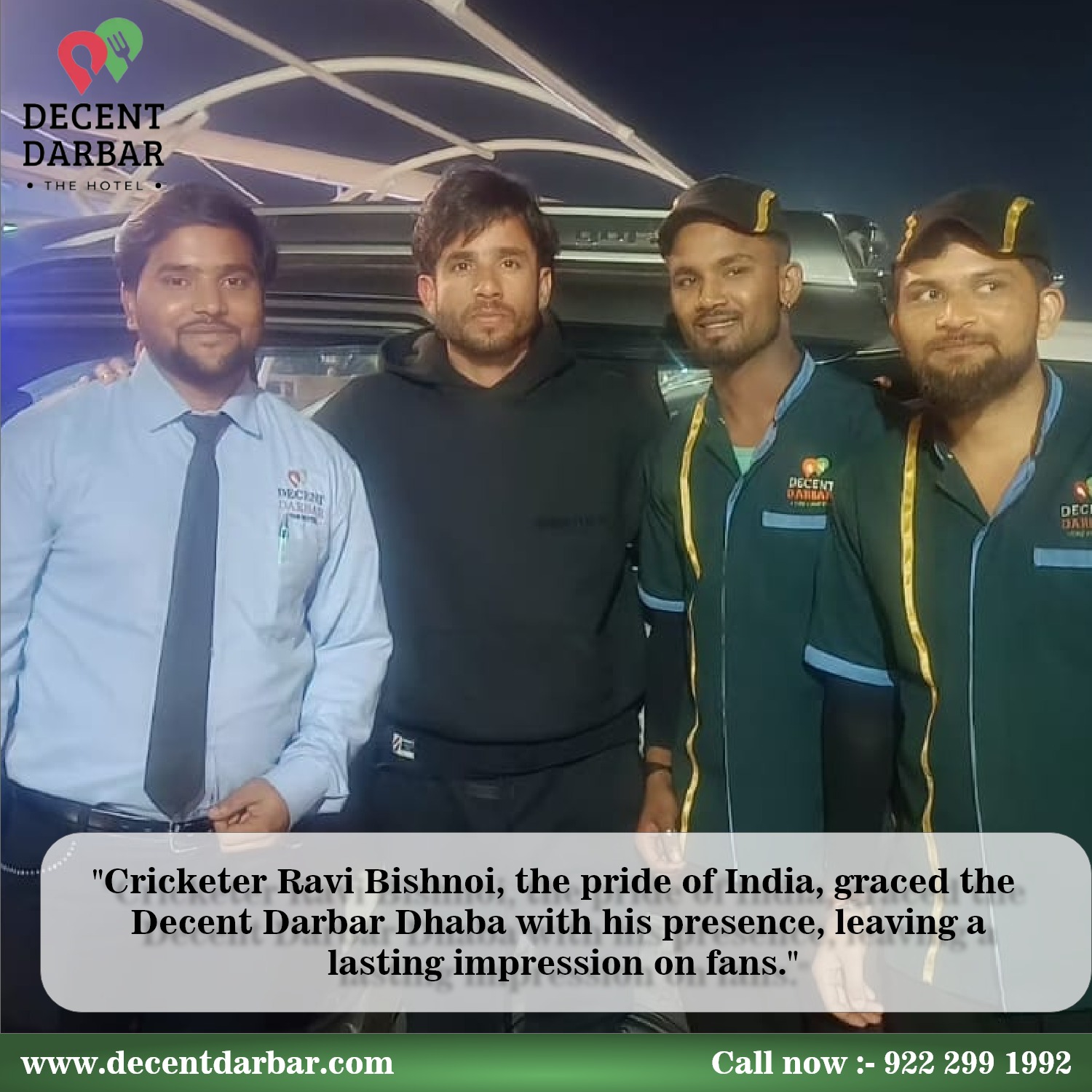 Cricketer Ravi Bishnoi at Decent Darbar Dhaba 