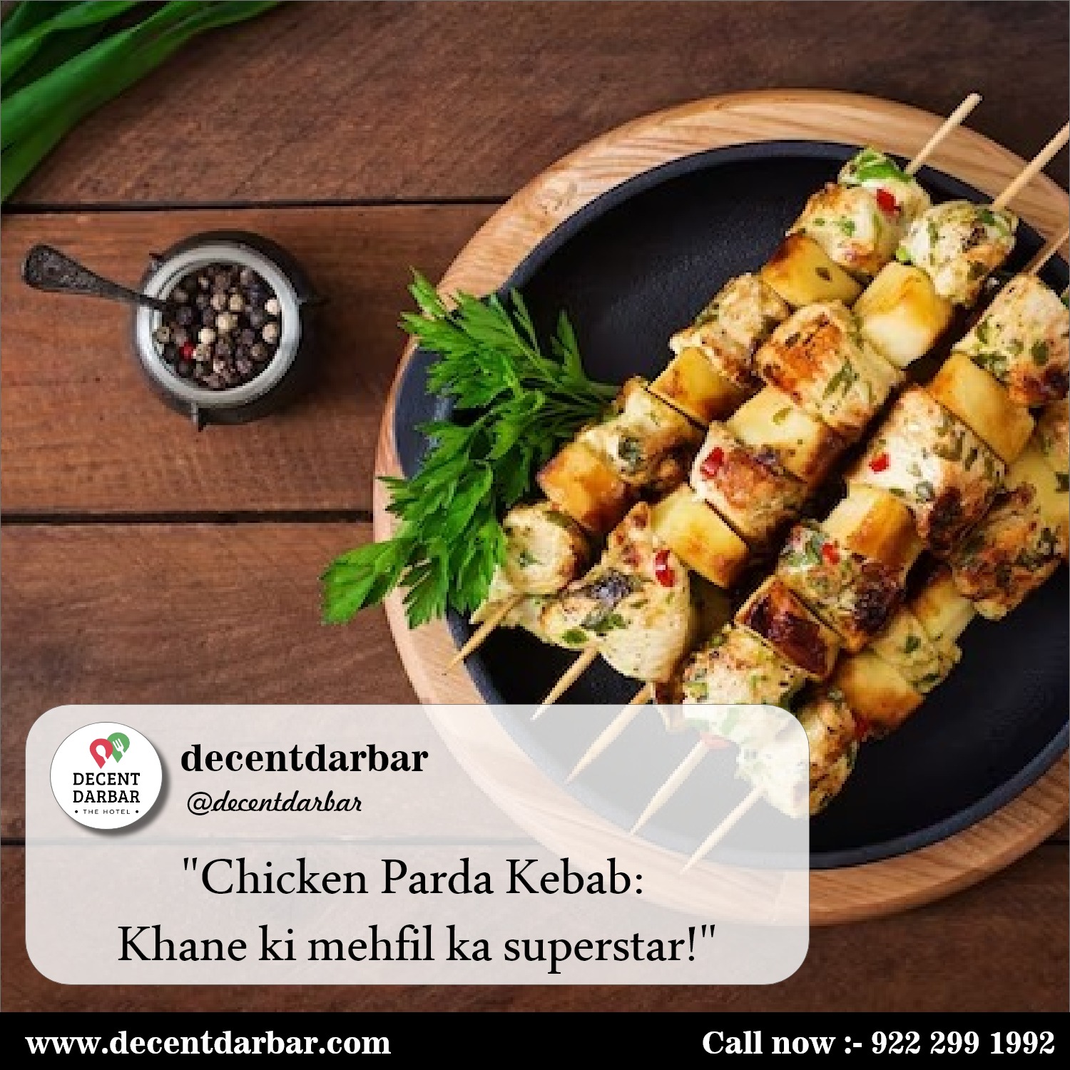 "Indulge in the flavorful delight of Chicken kebab